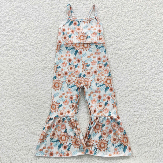 Rubbed material Floral Romper