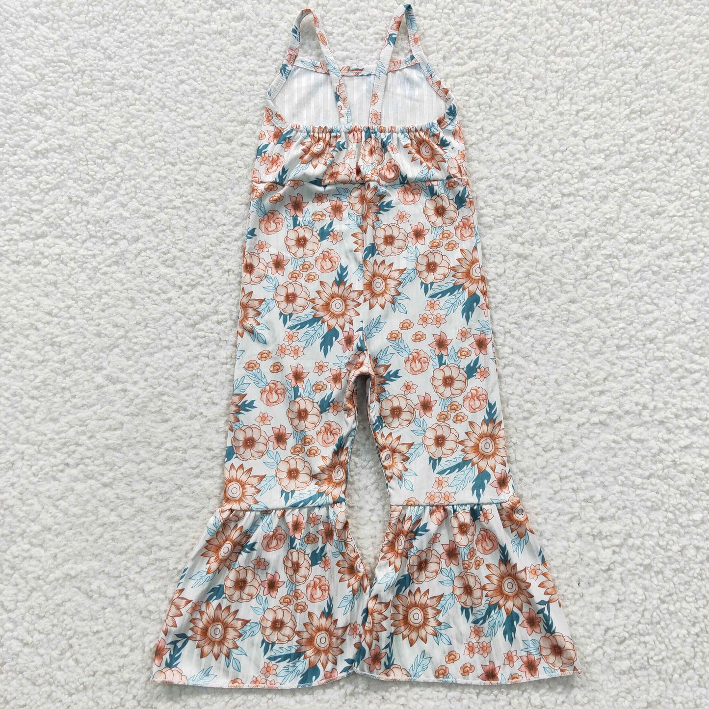 Rubbed material Floral Romper