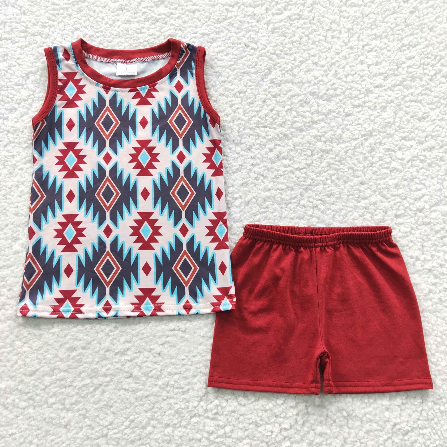 Red Sleeveless Boy Summer Set