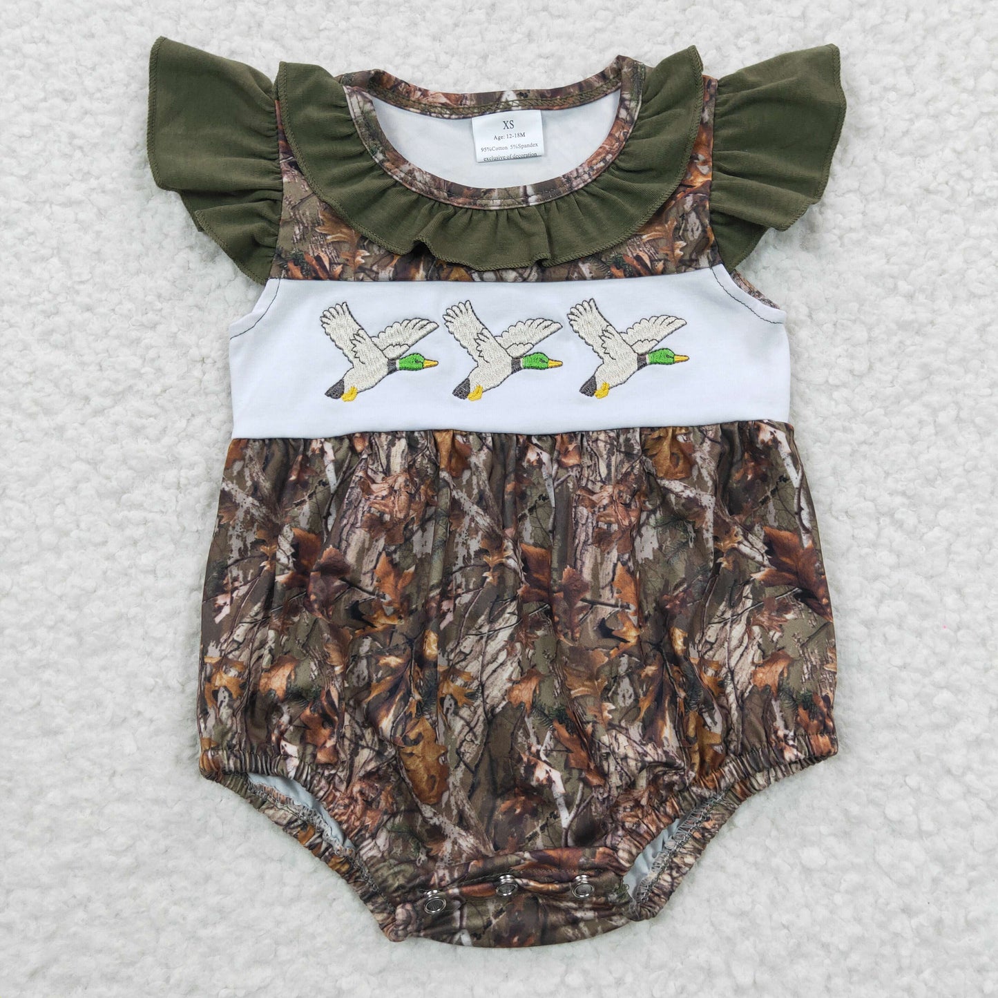 Embroidered Dark Camo Baby Romper