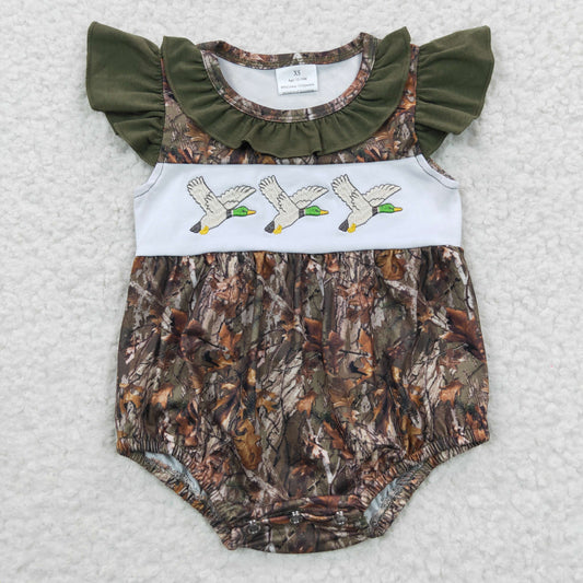 Embroidered Dark Camo Baby Romper