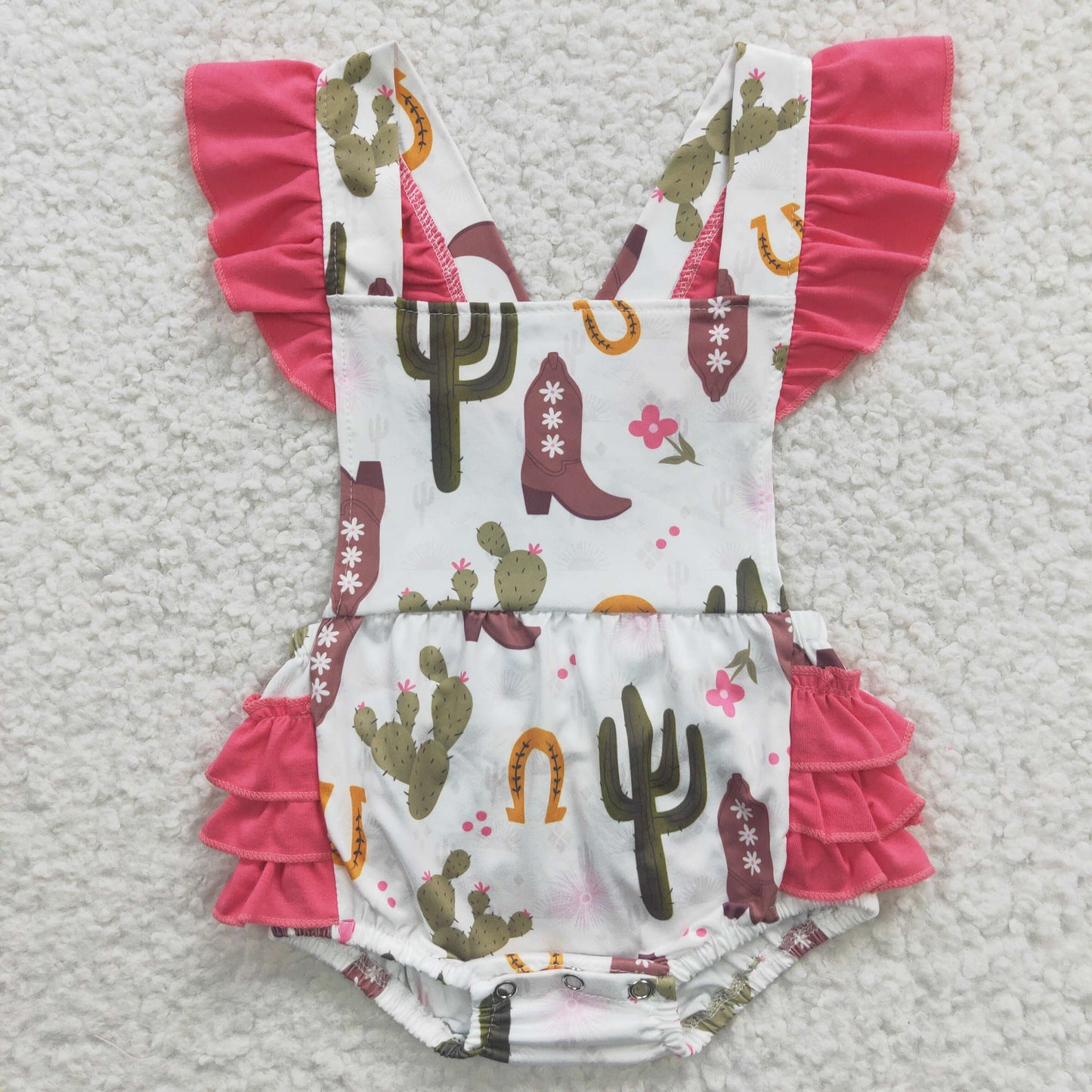 Cactus Cow Boots Baby Romper