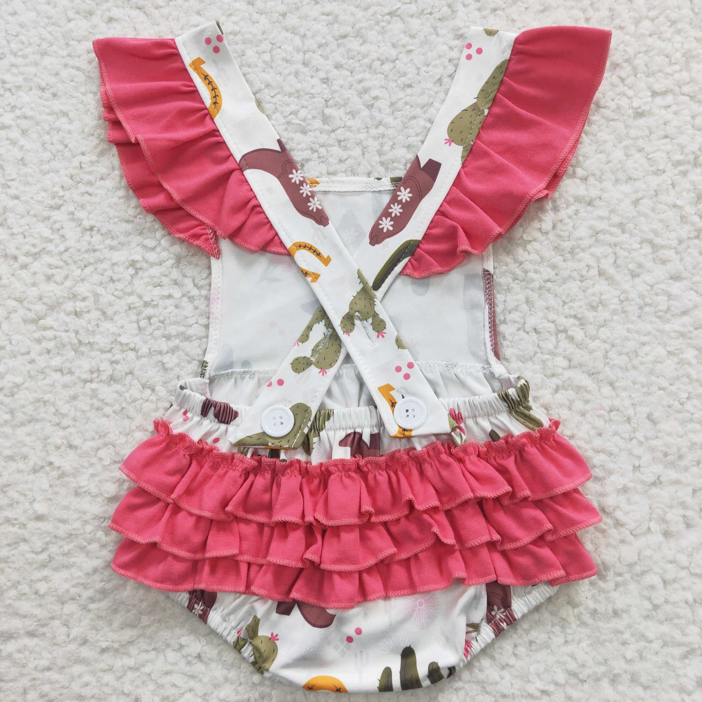 Cactus Cow Boots Baby Romper