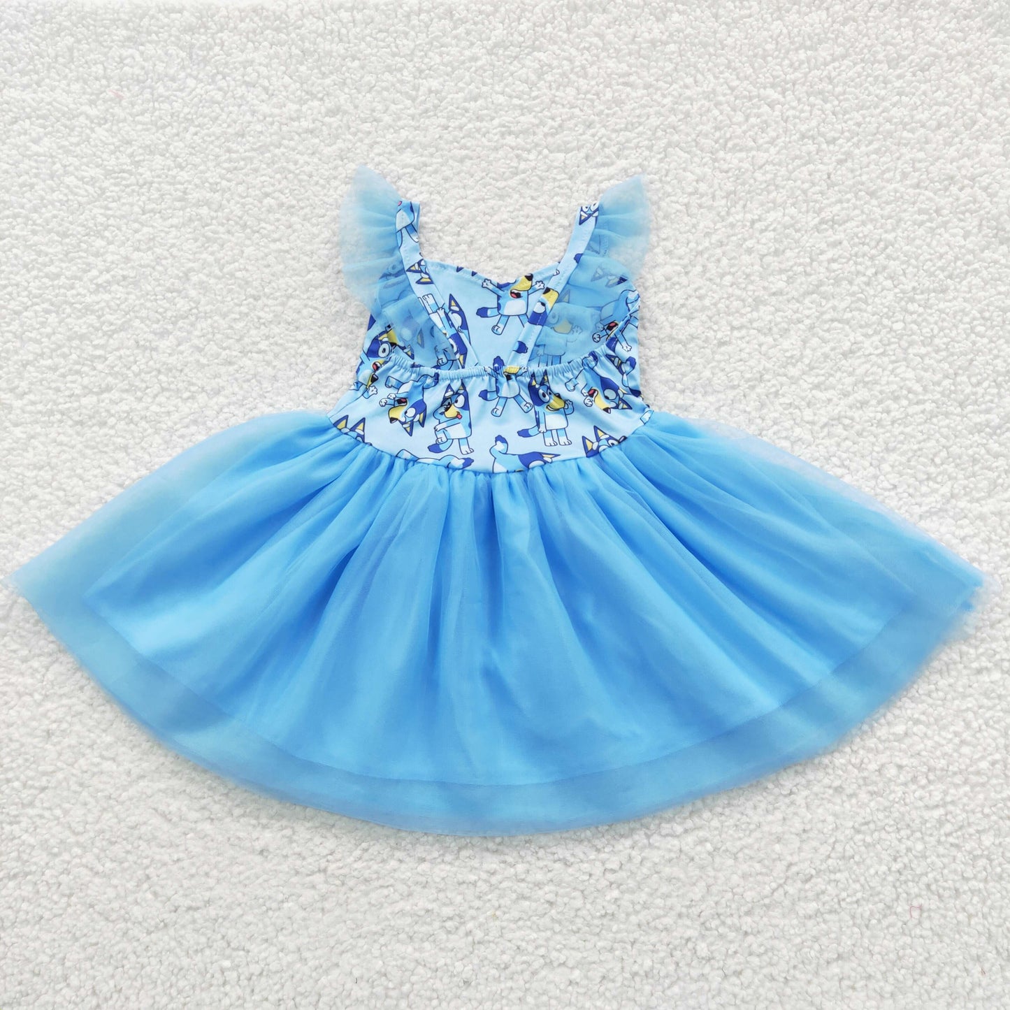 Blue Cartoon Ruffle Girls Tutu Dress