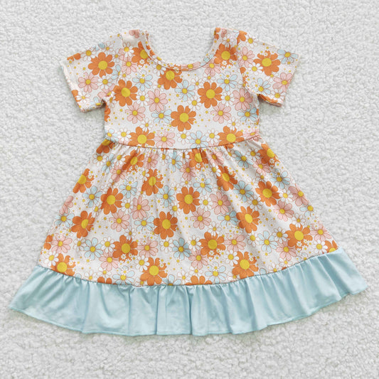 Flowers Short Girls Dress