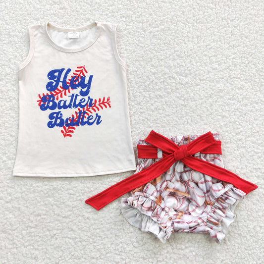 Baseball Short Summer Girls Set Bummies