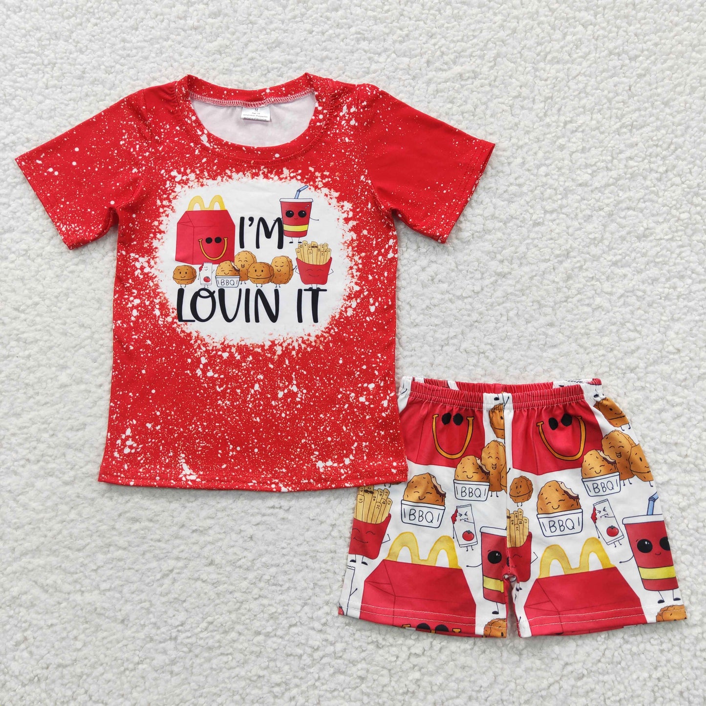 Red Fries Print Summer Boy Set