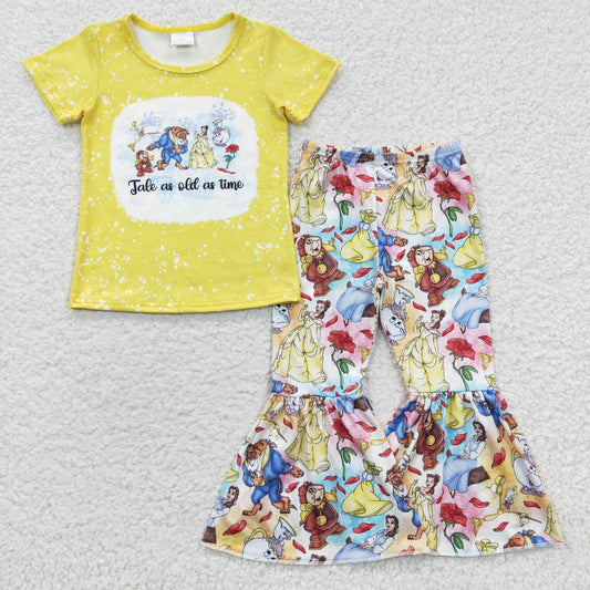 Yellow Cartoon Bell Pants Girls Set