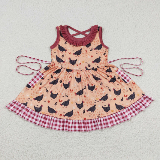 Sleeveless Chicken Pockets Short Girls Dress