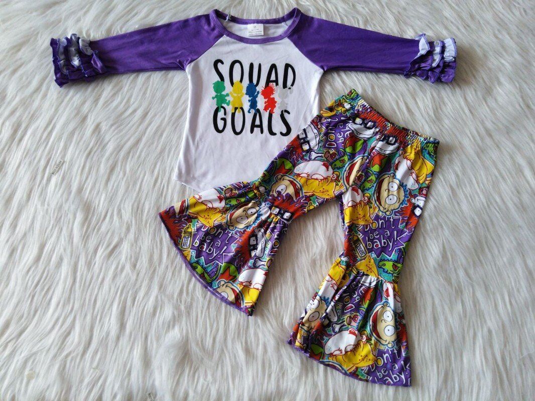 Fall Outfits Purple Cartoon Girl Set
