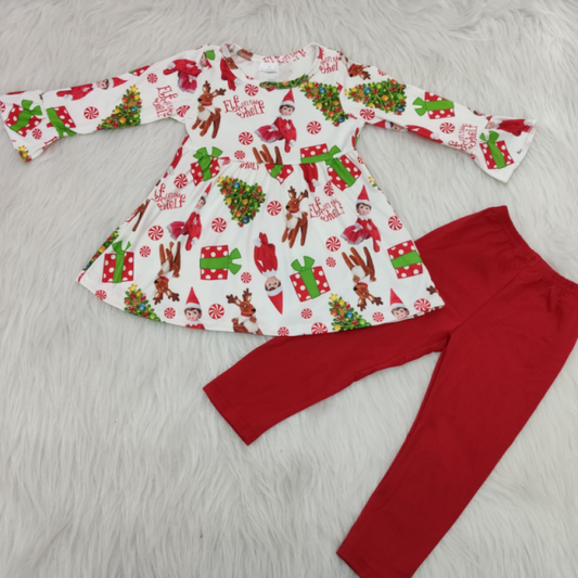 Boutique elf Christmas girls set