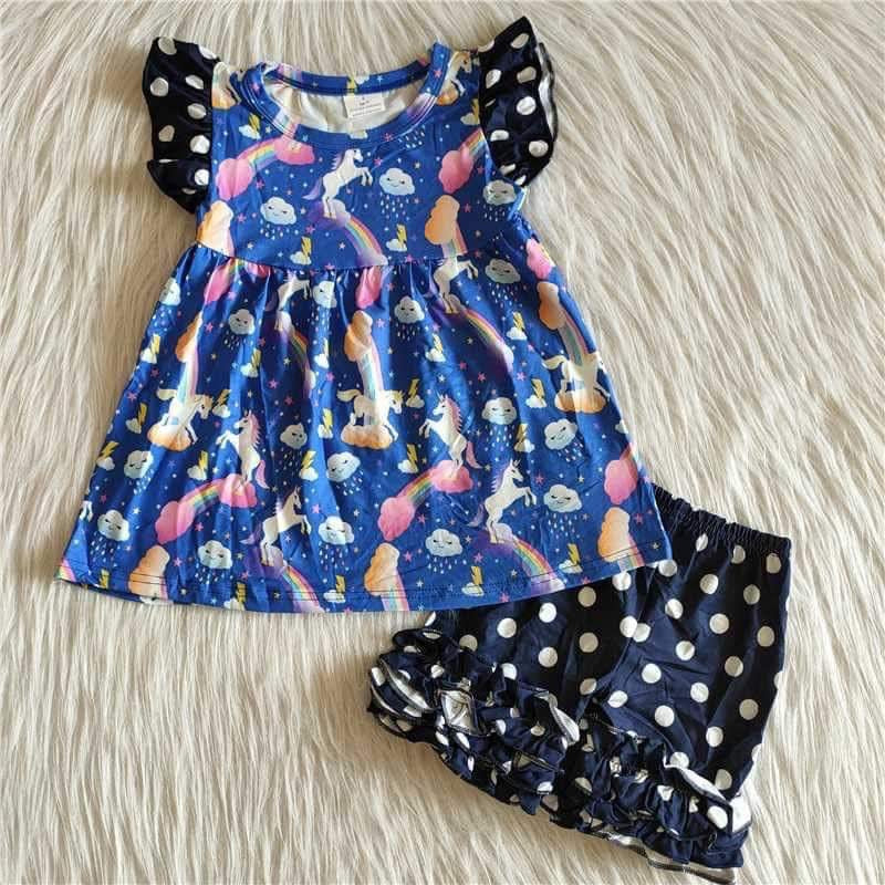 summer blue short Girl Boutique set