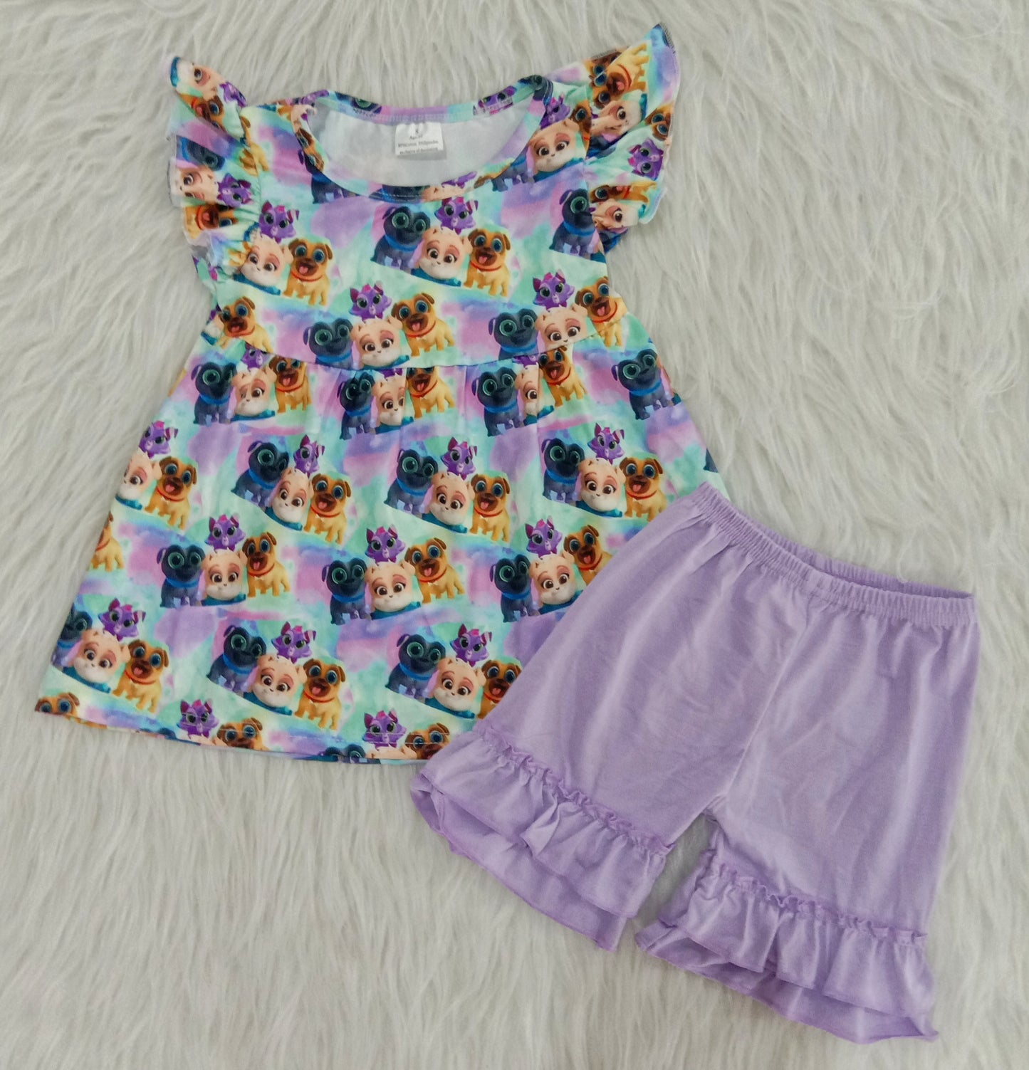 Purple cartoon dog girl Boutique set