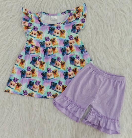 Purple cartoon dog girl Boutique set