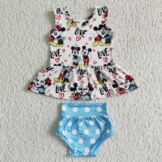 Blue cartoon girls set Bummies