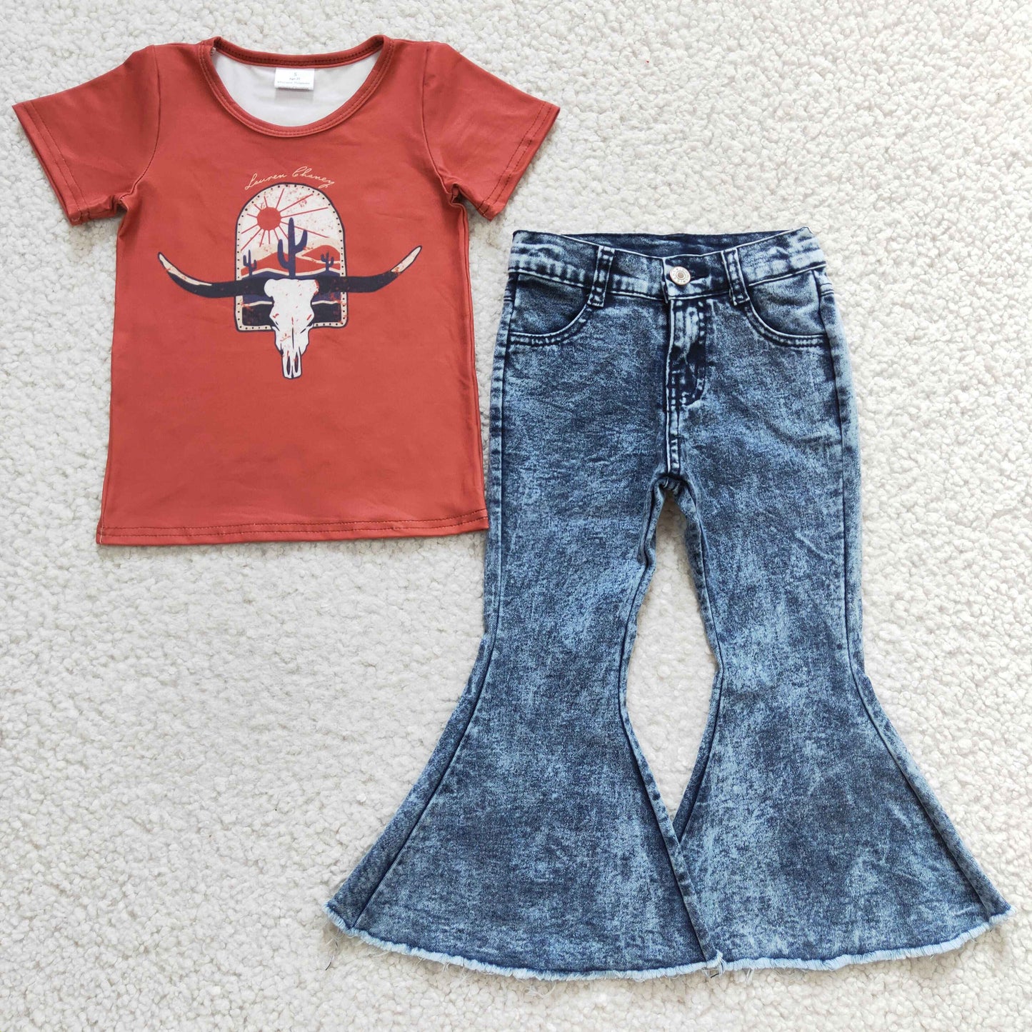 Western Cow Cactus Shirt Jeans