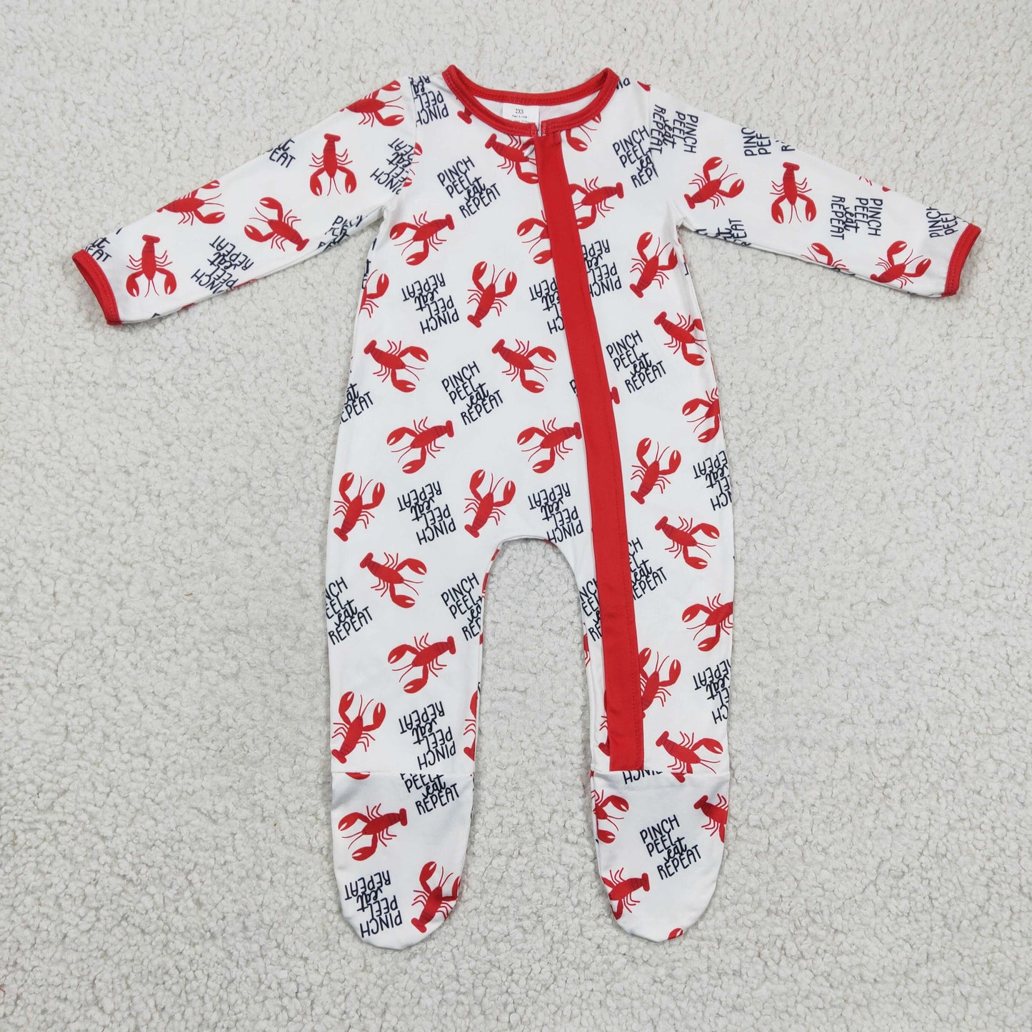 Red Lobster Baby Romper With zipper