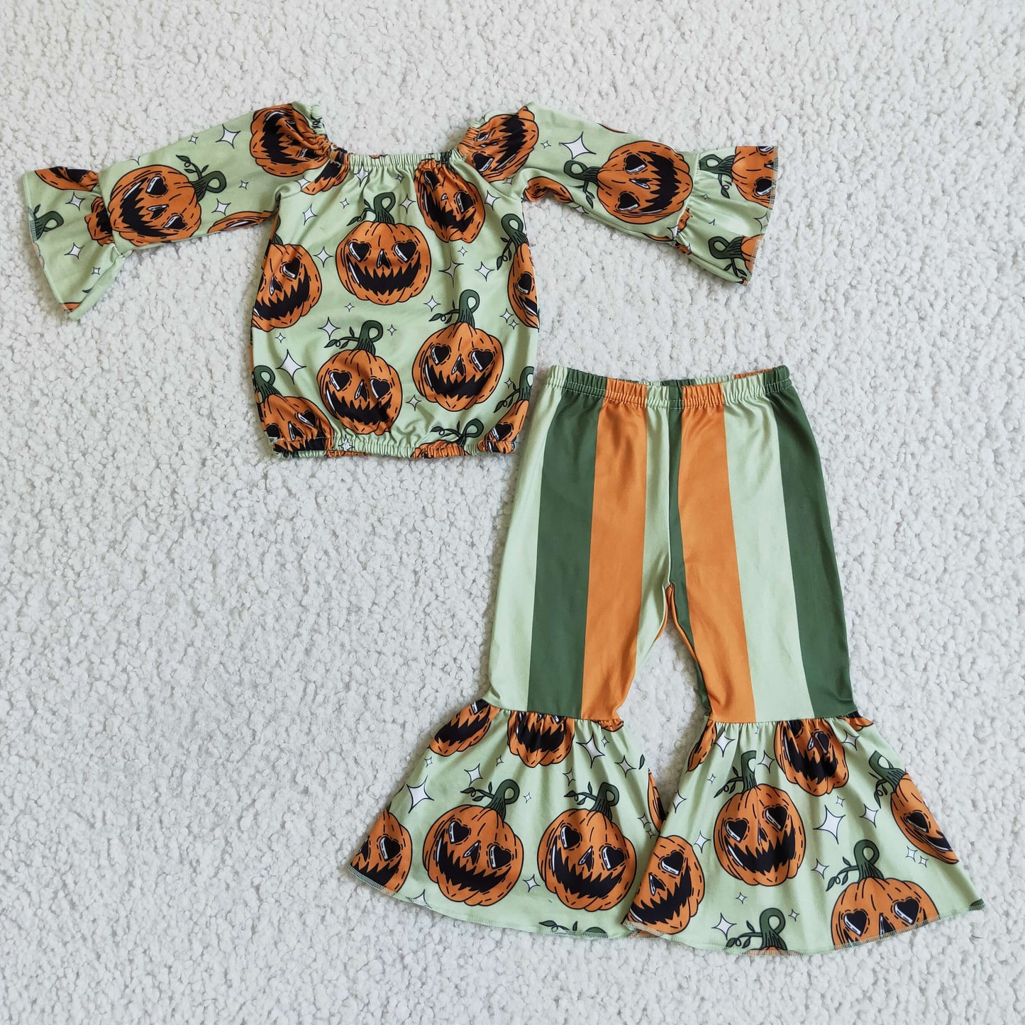 halloween Pumpkin Bell Pants Girls Outfits