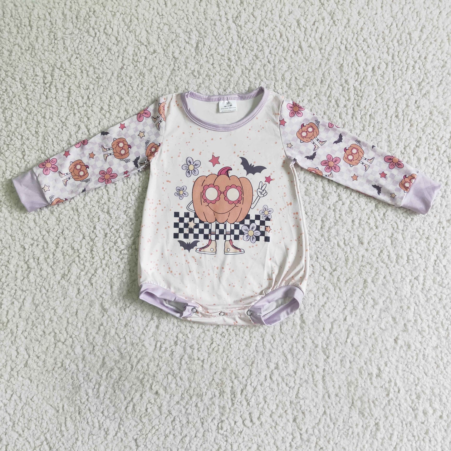 Halloween Pumpkin Flowers Cartoon long sleeves romper
