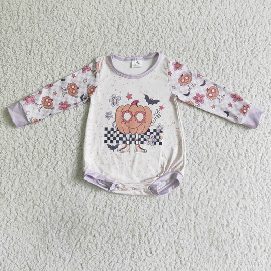 Halloween Pumpkin Flowers Cartoon long sleeves romper