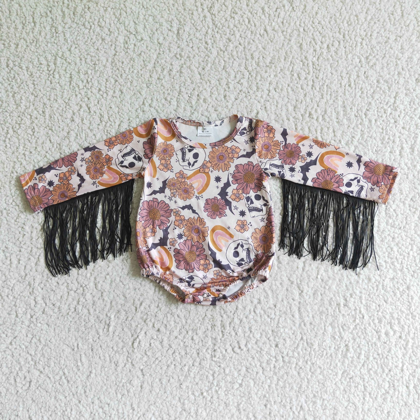 Fall baby Rainbow Flowers long sleeves romper