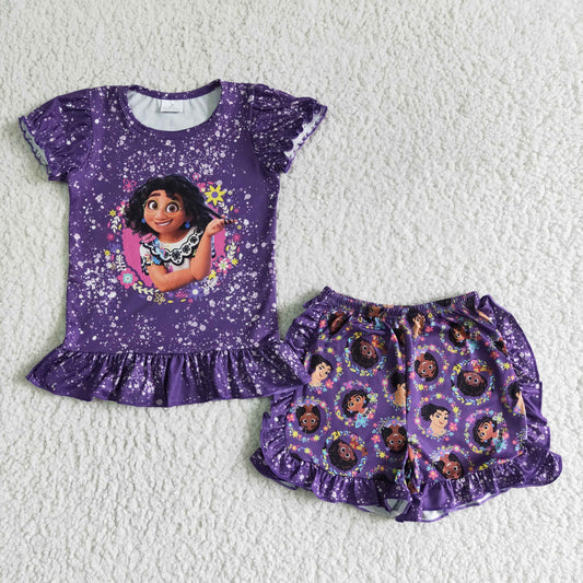 Purple Cartoon Girl summer set