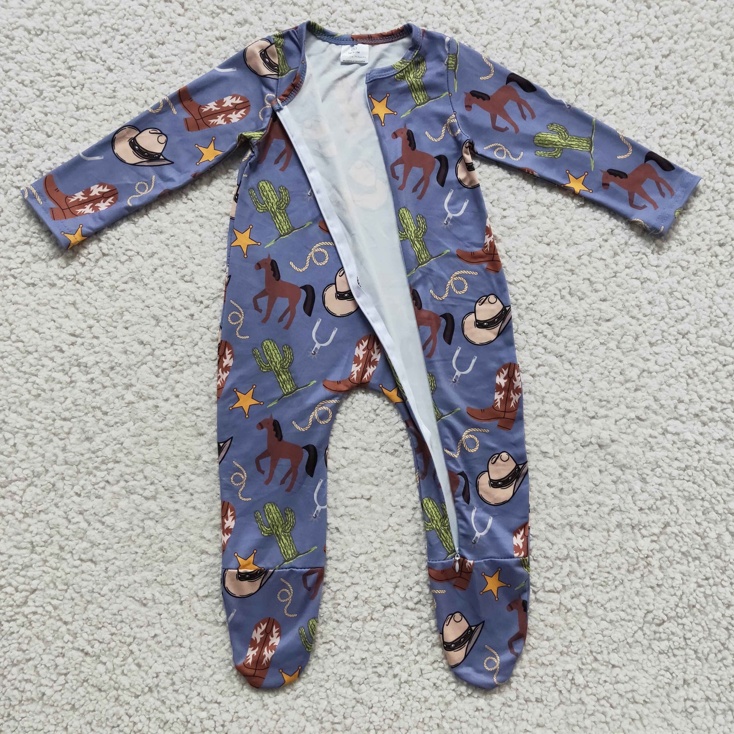 Purple Cactus Cow Baby Romper With zipper