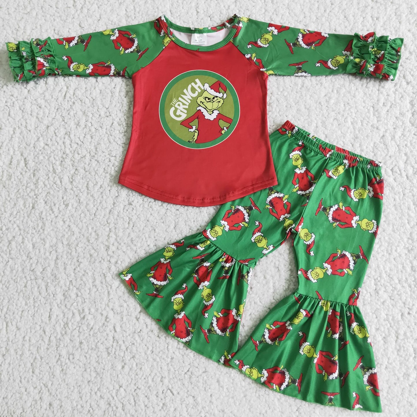 red and green christmas Boutique girls set