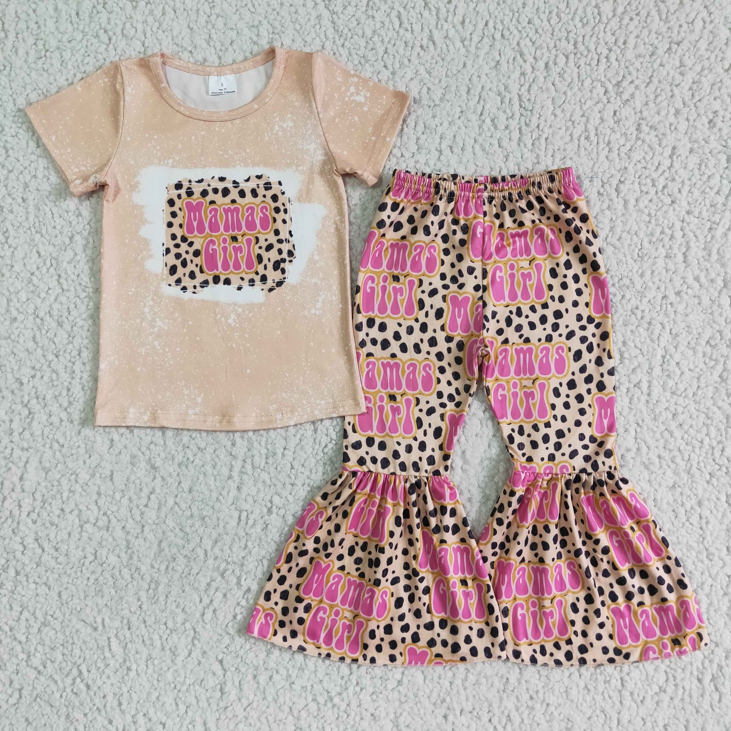 Leopard pink Girl bell pants girl outfits