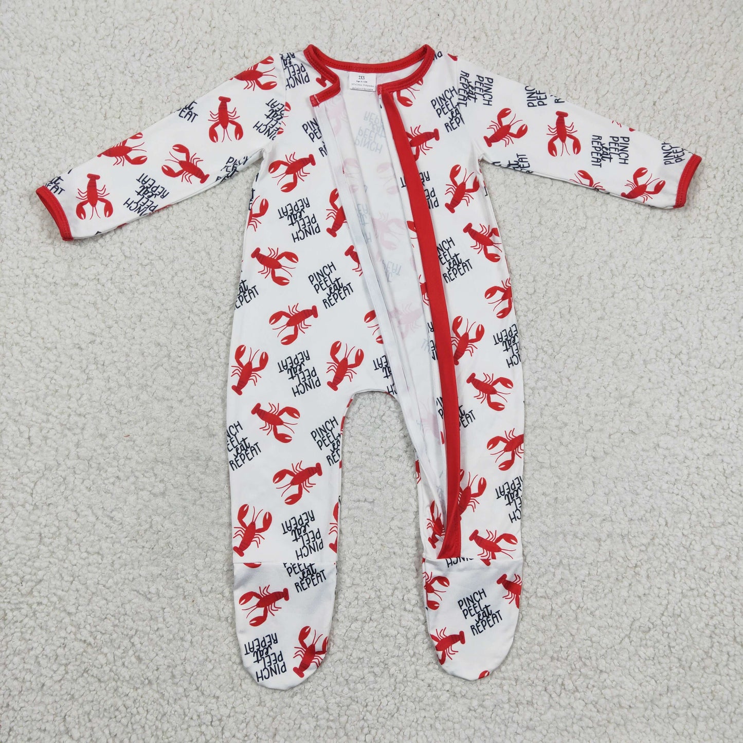 Red Lobster Baby Romper With zipper
