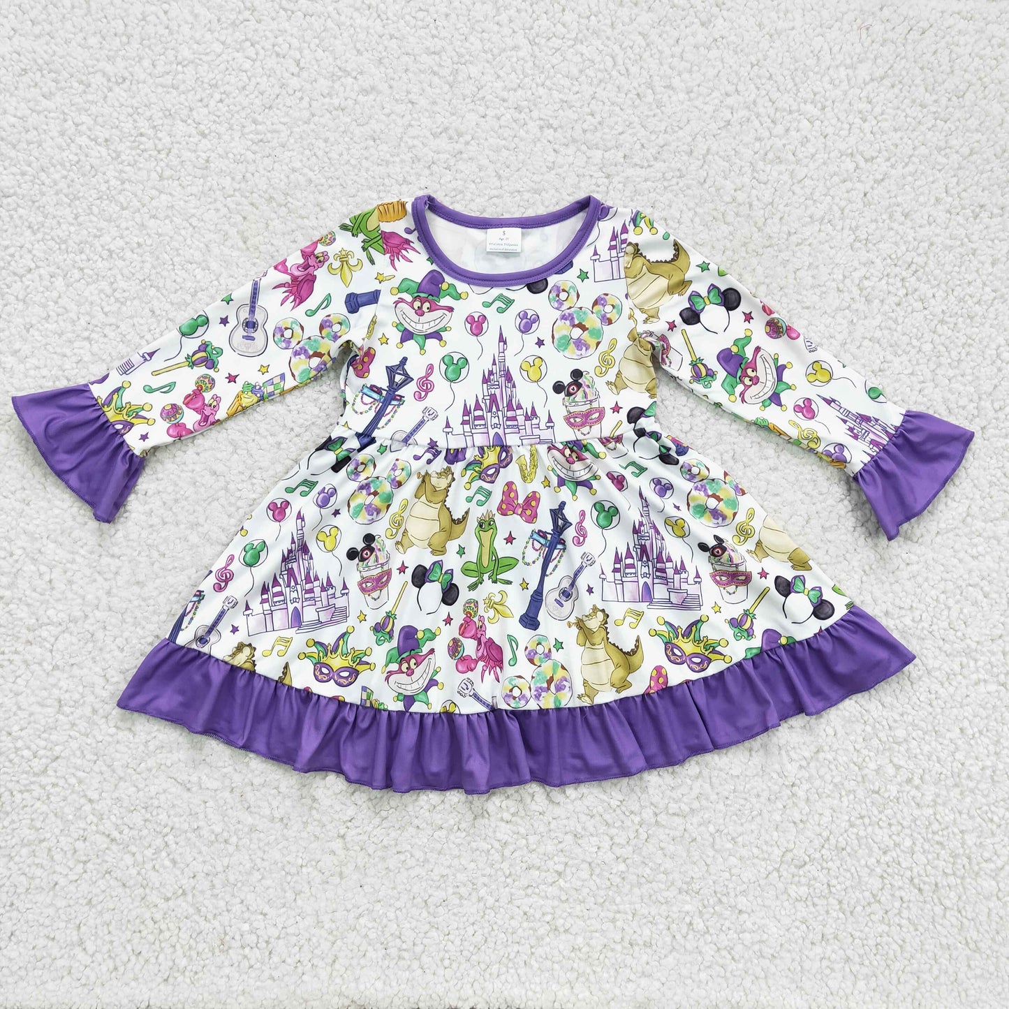 Mardi Purple Cartoon Girls Dress