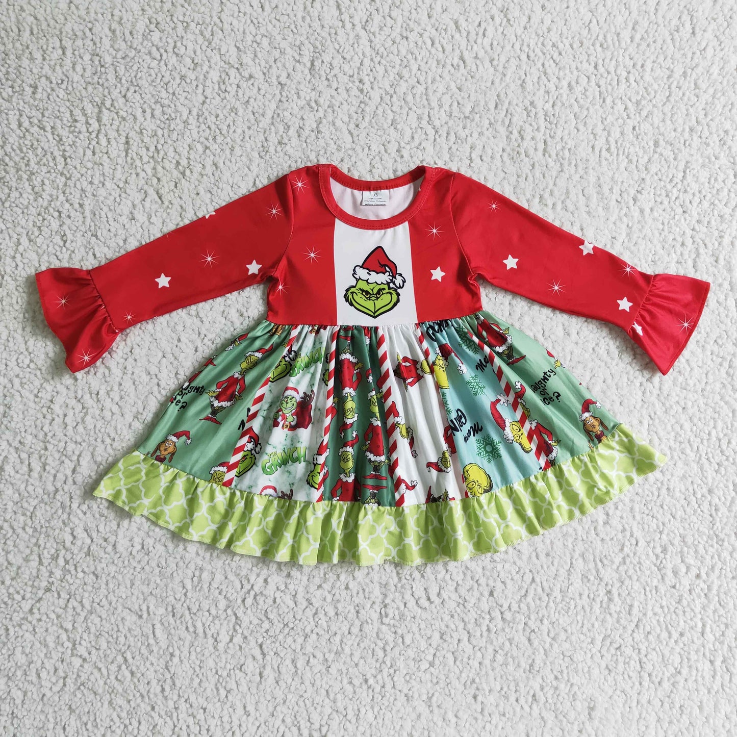 Christmas Green CartoonTwirl Dress