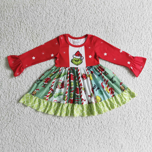 Christmas Green CartoonTwirl Dress