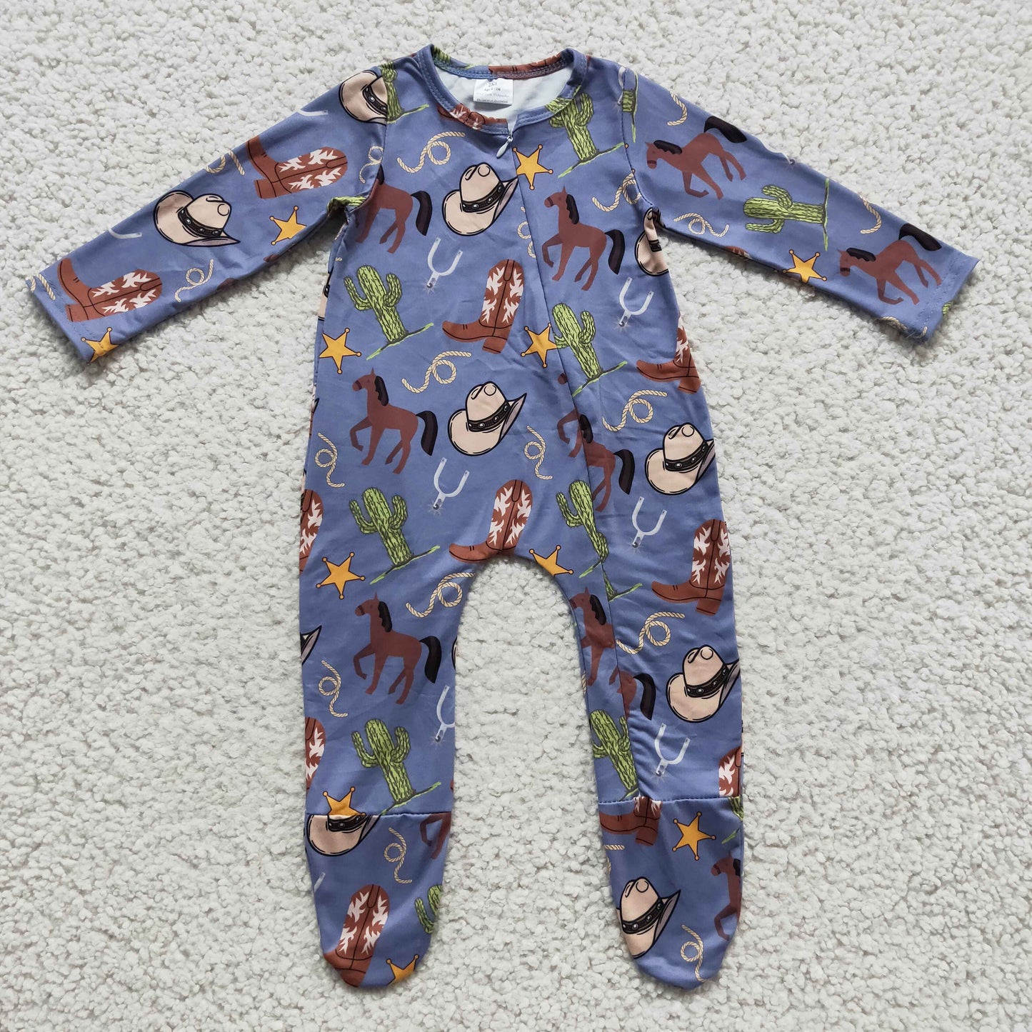 Purple Cactus Cow Baby Romper With zipper