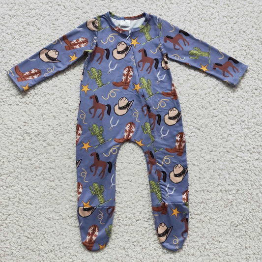 Purple Cactus Cow Baby Romper With zipper