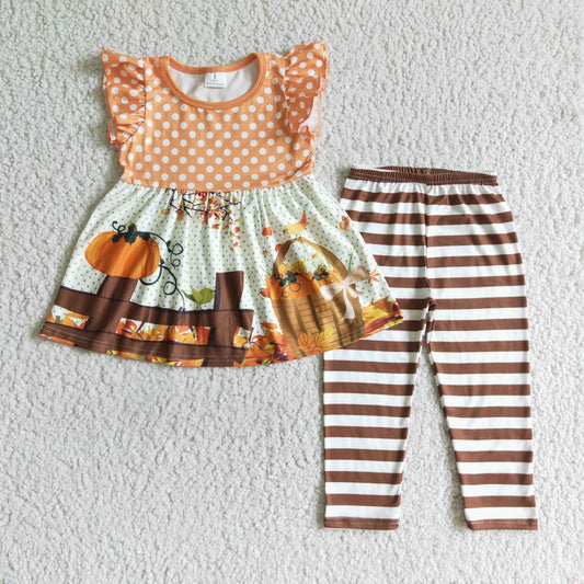 Halloween Pumpkin Orange Striped Pants