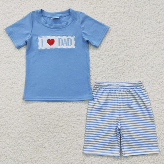 Embroidered I LOVE DAD Boy Summer Set