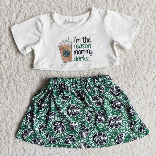 I am the reason mommy Coffee Set+ Skirt Summer Set