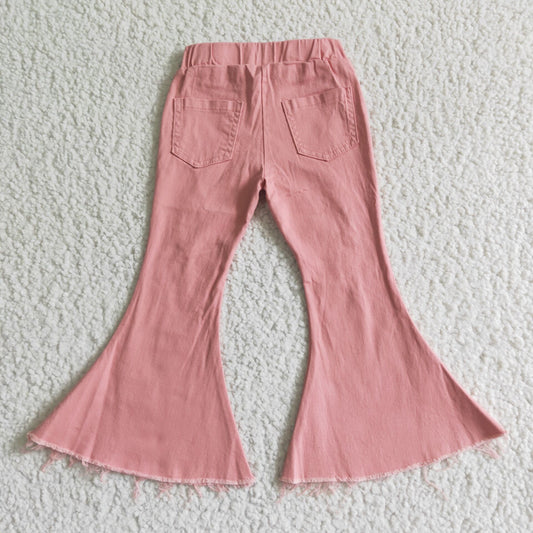 Pink jeans Distressed Flare Pants