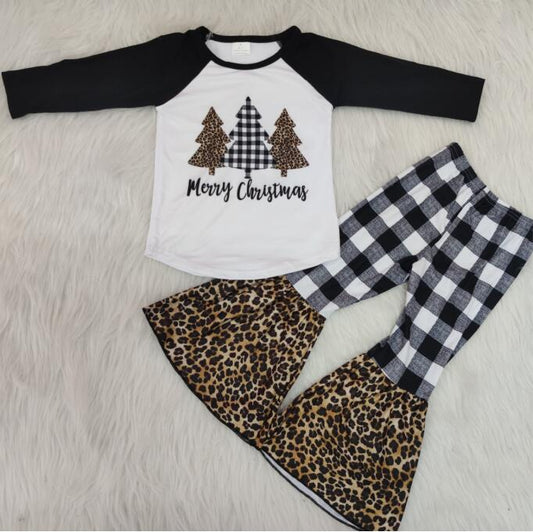 fall outfits Boutique christmas Leopard Tree set