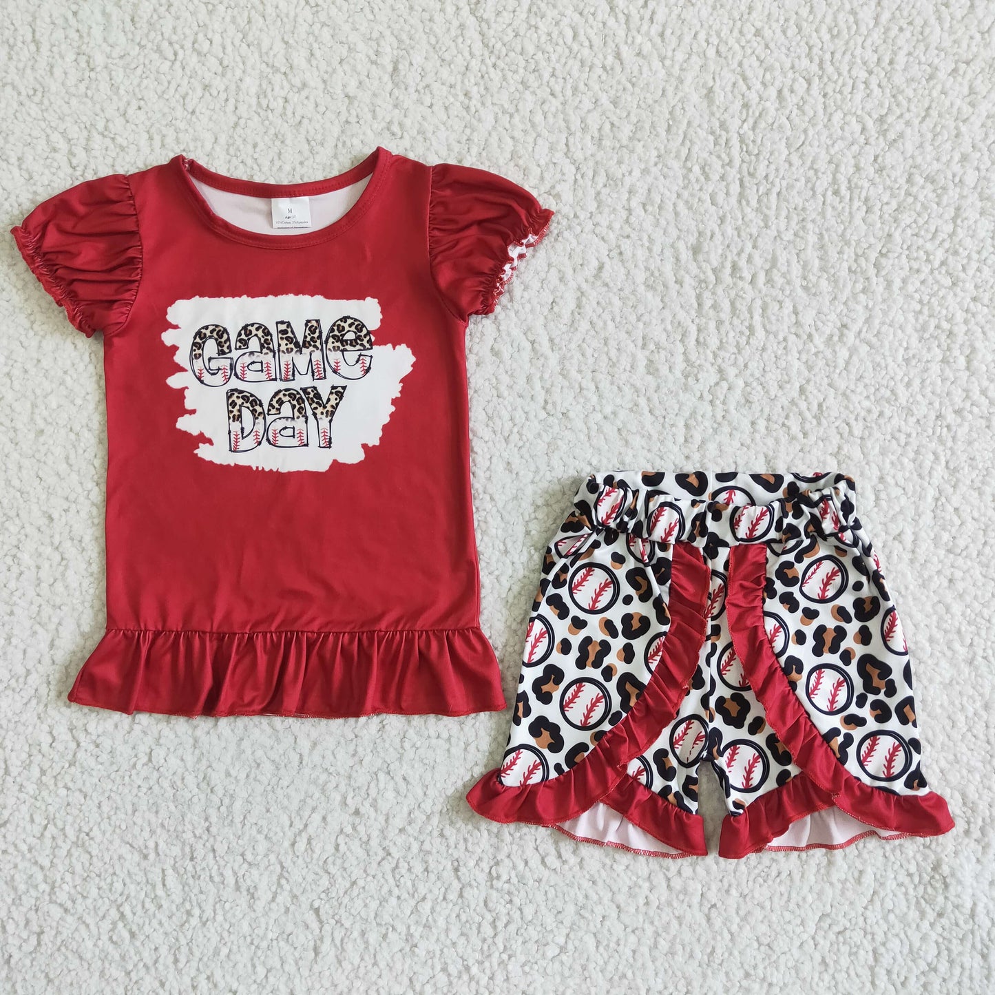 Red Leopard Baseball girls summer set