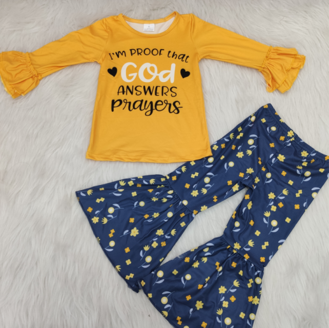 Boutique Yellow flowers girl suit