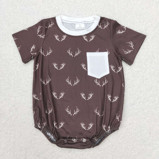 Brown deer print Baby Romper