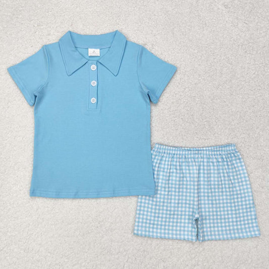 Blue print short sleeve boy set