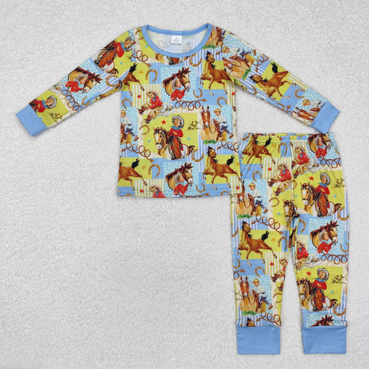 western horse Print Long Sleeve Pajamas ( material contains bamboo ）