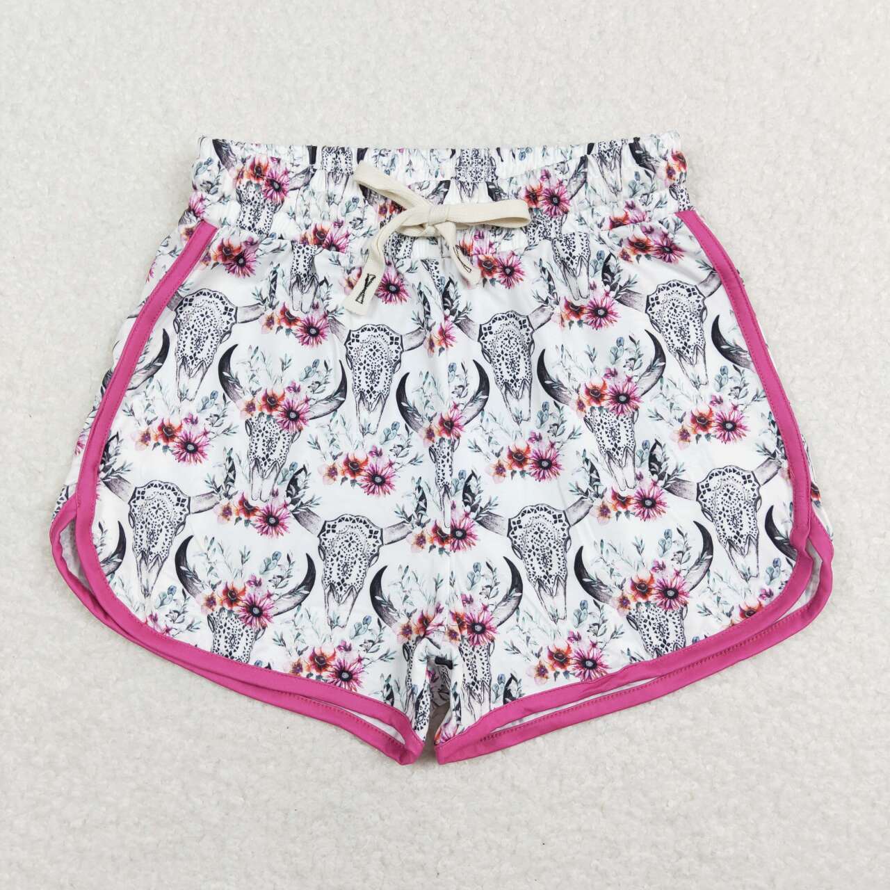 Adult Pink floral Cow Print Short