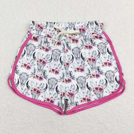 Adult Pink floral Cow Print Short