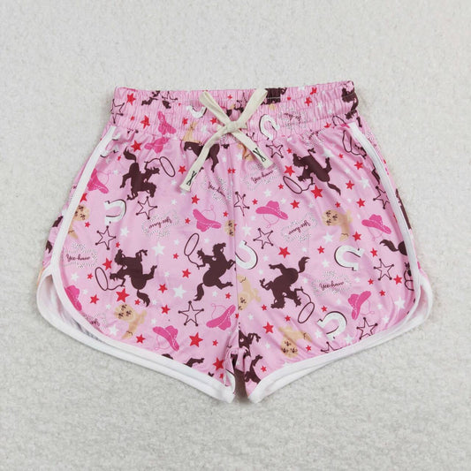 Adult Pink Cowboy Horse Print Short