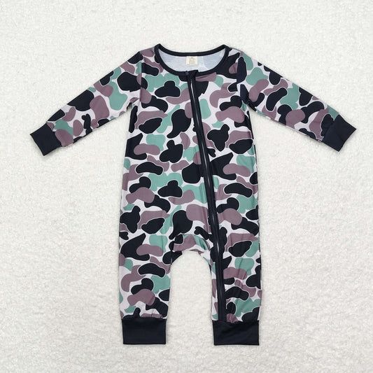 Camo print Baby Romper With zipper( material contains bamboo ）