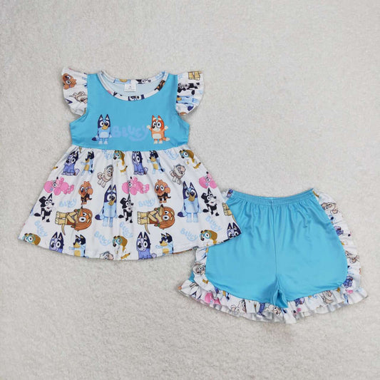 cartoon dog short Girls Set